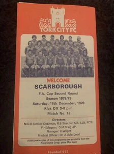 1978 York City V Scarborough Match Programme FAC - Picture 1 of 2