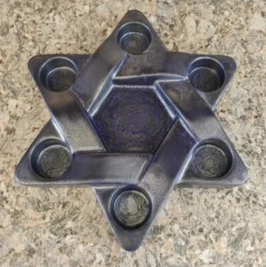 Vtg Rare Party Lite Big Ceramic Star of David Candles Holder - Picture 1 of 3