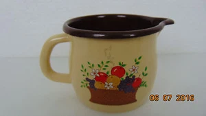 Vintage Metal Enamelware Pitcher FTDA Jug Cup Mug Brown & Beige Collectors Item - Picture 1 of 4