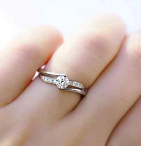 Women's Engagement Ring Lab-Created Round Cut Diamond 14k White Gold Plated 2Ct - Picture 1 of 5
