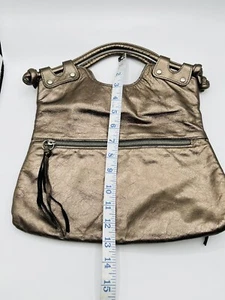 Pietro Alessandro NYC Bronze Metallic Leather Vintage Handle Bag Handbag Purse - Picture 1 of 7