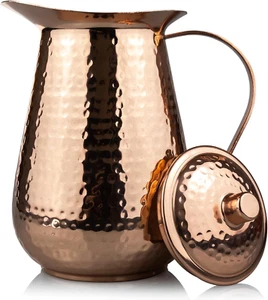 Bedside Water Carafe Pitcher Copper with Lid - 68 Oz Drink More Lower Your Sugar - Picture 1 of 9
