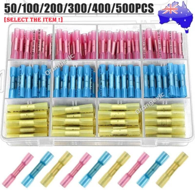 500PCS Insulated Heat Shrink Butt Crimp Terminals Kit Wire Connectors Waterproof - image 1 of 4