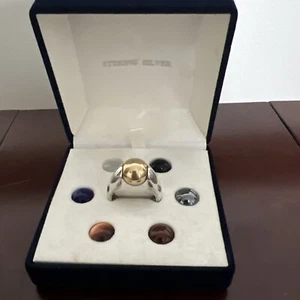 Sterling Silver Ring Size 10 with multi colored balls - Picture 1 of 6