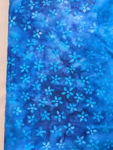 Batik Multi Blue floral design 100% Cotton Fabric 3.25 yards - Picture 1 of 2