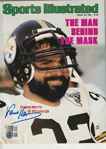 FRANCO HARRIS Signed 8/23/82 SPORTS ILLUSTRATED Beckett Auth. (BAS) - Picture 1 of 2