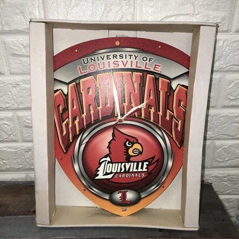 Louisville Cardinals High Definition Wall Clock Made In U.S.A. NCAA Basketball E Cover