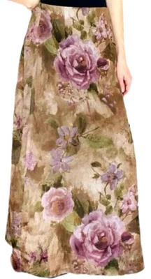 Dressbarn Y2k фиолетовый желтовато-коричневый цветочный акварель шифоновое cottagecore макси юбка M - Изображение 1 из 4