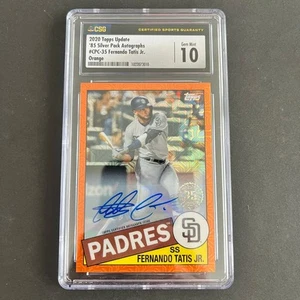 2020 Topps Update 1985 Silver Auto Orange Fernando Tatis Jr /25 CSG 10 GEM MINT - Picture 1 of 2