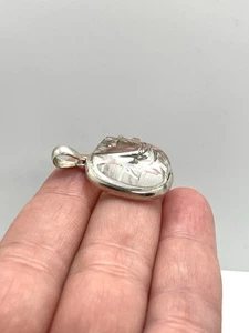 CLEAR QUARTZ ROCK CRYSTAL CARVED GANESH SILVER PENDANT - Picture 1 of 8