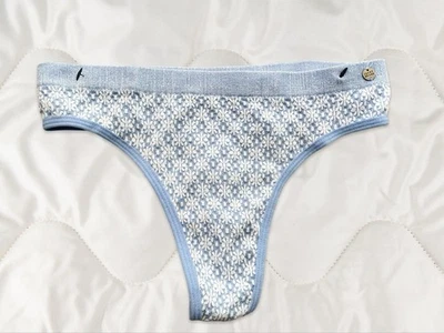 Tanga Ropa Interior Mujer Lucky Brand Azul Blanco Diseño Estampado Talla S Logo Etiqueta Foto 1 de 4