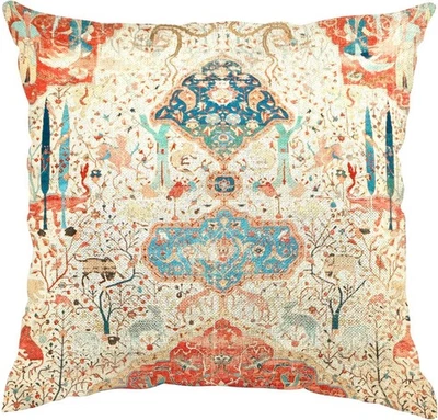 Funda de Almohada Retro Étnica Naranja Exterior Decorativa 18x18 Pulgadas Tiro NUEVO Foto 1 de 4