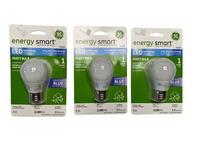 GE Energy Smart LED Party Bulbs Blue 1W Medium Base 12000hrs Pack Of 3 Home - Image 1 of 4