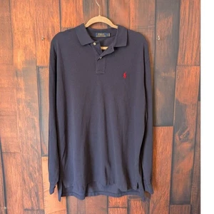 Polo Ralph Lauren Azul Marino Talla Grande Para Hombre Manga Larga Polo Preparación Informal - Imagen 1 de 5
