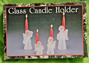 CLOVER Vintage Christmas FROSTED GLASS Musicians ANGELS Candle Holders 1990's - Picture 1 of 12