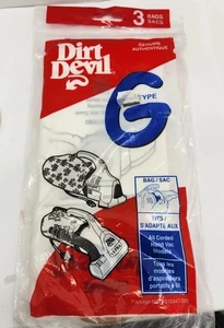 Genuine Dirt Devil Type G Vacuum Bags 3 Pack Fits All Corded Handheld Vacs NEW - Picture 1 of 4