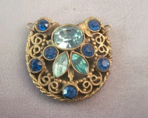 Vintage Pendant Brooch Blue Stones - Picture 1 of 2