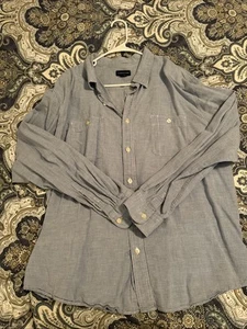 Men’s Extra Extra Large Lands And Long Sleeve Shirt 18 To 18 1/2 Chambray Blue - Picture 1 of 3