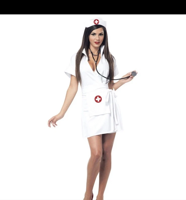 Калифорния белый/красный больницы медсестра костюм для Хэллоуина ~ средний кружевной чулок - Изображение 1 из 4