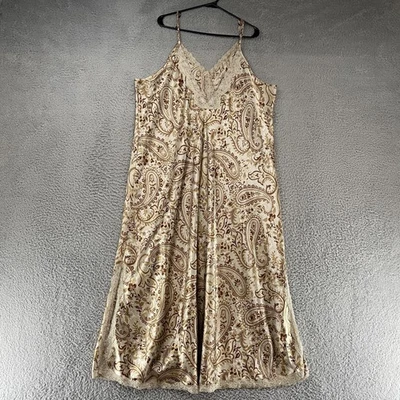 Jaclyn Smith Y2K скольжения платье женщин 4 X фея пейсли кружева отделки V шеи атлас - Изображение 1 из 4