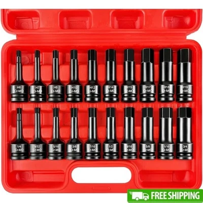 1/2 Drive Impact Hex Bit Socket Set 20 Piece Chrome Molybdenum Steel Carry Case - Image 1 of 4