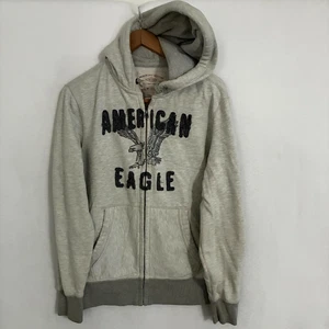 American Eagle Y2K Fleece Hoodie Jacke Herren M Full Zip bestickt Thermo Kapuze - Bild 1 von 9