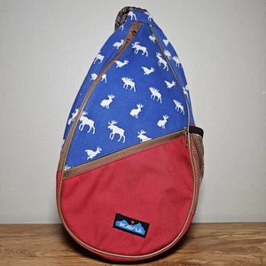 Kavu Paxton Rope Sling Bag Crossbody Red Blue Canvas Shoulder backpack Moose - Picture 1 of 13