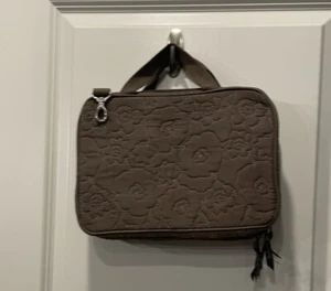 Thirty One Brown Quilted Makeup Bag With 2 Removable Clear Pouches - Picture 1 of 14