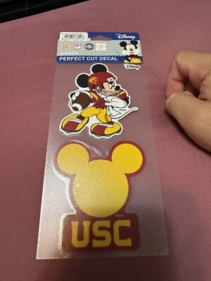 USC TROJANS MICKEY MOUSE DISNEY 2 PIECE PERFECT CUT DECAL SHEET 4x8 NCAA - Image 1 of 2