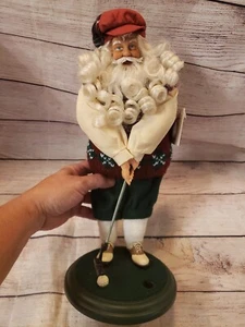 VINTAGE PAPEL GIFTWARE CLUBHOUSE COLLECTION 14" GOLFING GOLF SANTA PUTT FIGURE - Imagen 1 de 12