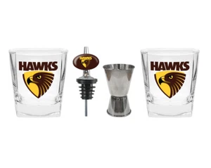 AFL Footy Team Spirit Glasses with Pourer and Jigger - Picture 1 of 16