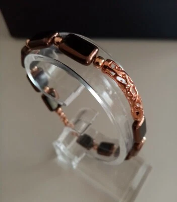Schmuck Armband Perlen  Table Cut Perlen schwarz kupfer 18+4 cm - Bild 1 von 4