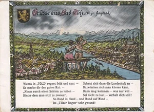 Bad Tölz Künstler-AK 1937 Regengedicht Humor Bayern 2301122 - Bild 1 von 2