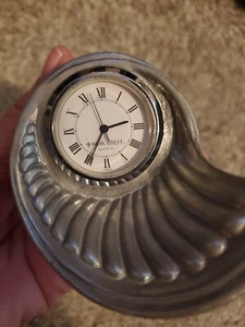 Spiral Shell Shaped Pewter Desk Clock From Kirk Stieff  - Picture 1 of 5