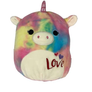 Peluche Squishmallows Esmeralda tinto in cravatta unicorno arcobaleno maiale amore - Foto 1 di 10