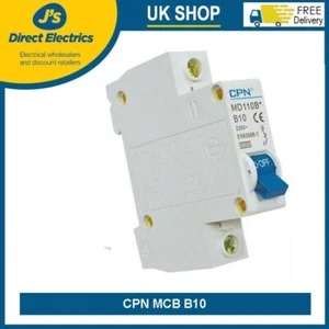 Cudis CPN MD110B 10 Amp Type B Single Pole 230V 6kA B10 Circuit Breaker MCB - Picture 1 of 3