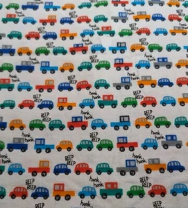 Joann Fabrics Honk Honk Colorful Cars Flannel Fabric 52X40 - Picture 1 of 4