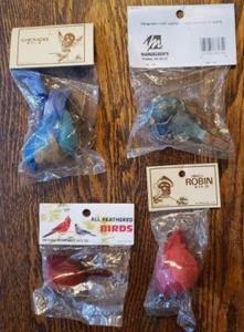 Set of 4 Artificial Birds for Decoration, Floral Arrangements and Arts & Crafts - Picture 1 of 9