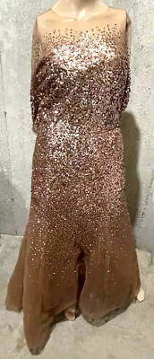 Monique Lhuillier Collection Sequin Embroidered Tulle Long Ball Gown Dress US 10 - Image 1 of 3