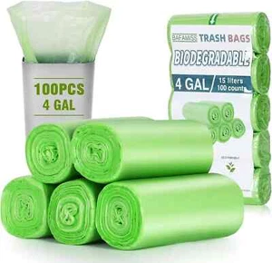 Small Trash Bags 4 Gallon, 100 Count Compostable Trash Bags, Small Garbage Bags - Picture 1 of 7