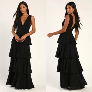 Lulus Maxikleid neu ohne Etikett tolles schwarzes Stufen Medium - Bild 1 von 7