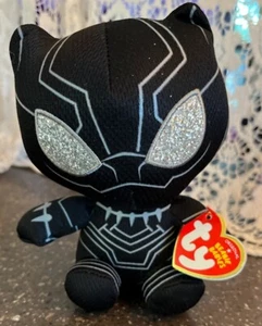 Black Panther PlushToy TY Beanie Babies Marvel vtg Stuffed Animal 2018 gift tags - Picture 1 of 3