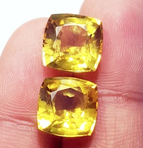 Natural Yellow Sapphire 8 to 10 Ct Cushion Pair Loose Gemstone Certified L278 - Picture 1 of 9