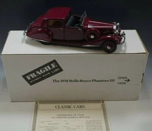 DANBURY MINT 1938 ROLLS ROYCE PHANTOM III 1:24 SCALE DIE CAST MIB - Picture 1 of 10