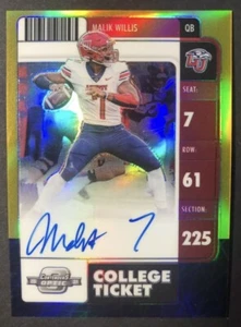 2022 Panini Chronicles Contenders Optic Malik Willis Rookie Auto Gold Prizm 3/5 - Picture 1 of 2
