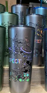 Vaso pajita Starbucks parques Disney Epcot Walt Disney World metal NUEVO - Imagen 1 de 2