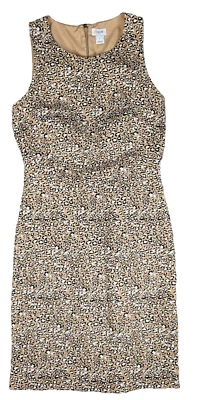 J Crew Sheath Dress Size 2 Leopard Print Lined Textured Sleeveless Zipper - Image 1 of 4