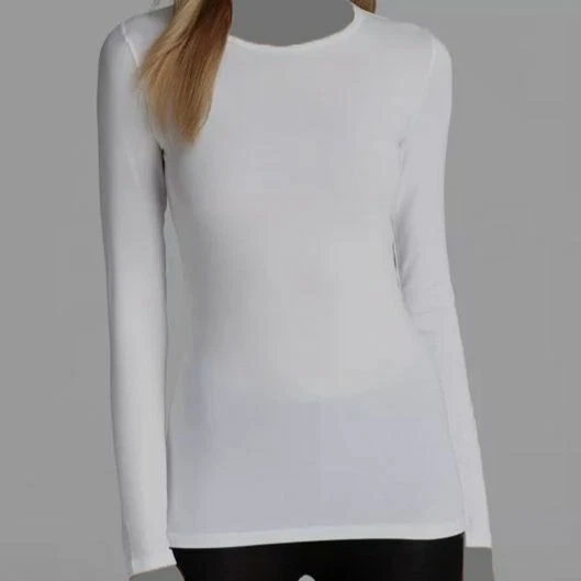 Camiseta Top Majestic Paris Para Mujer Blanca Tacto Suave Manga Larga Cuello Redondo Talla 4 $138 Foto 1 de 1