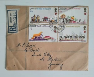 1970 JerseyBattle of flowers stamps on registered envelope - Picture 1 of 1