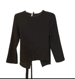 Top Shop Women Black Wrap Top Size 8 Long Sleeve Blouse - Picture 1 of 9